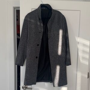 Men's Gray and black Wool Blend Coat